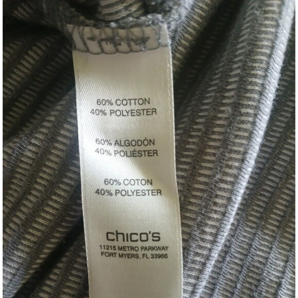 Chico's Women's LARGE Cotton Blend Gray Striped Light Sweater Top - Picture 10 of 12